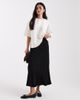Pieces Pieces matte satin midi skirt in black - 1