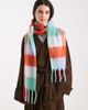 Pieces Pieces medium super soft tassel scarf in bright contrast plaid-Purple - 1