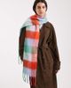 Pieces Pieces medium super soft tassel scarf in bright contrast plaid-Purple - 3