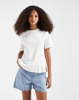 Pieces Pieces mid waist denim shorts in light blue