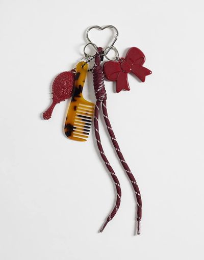 Pieces PIECES mirror and comb bag charm in red