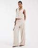 Pieces Pieces mix & match wide leg tailored pants in warm gray - 1