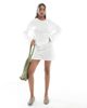 Pieces Pieces mix and match self striped knit wide sleeve top in off white - 2