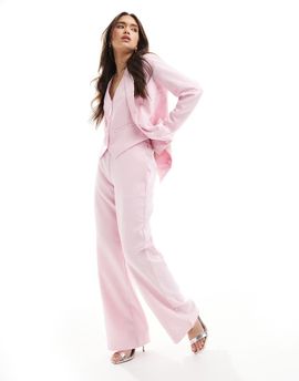Pieces Pieces mix and match tailored wide leg pants in roseate pink