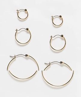 Pieces Pieces multi-size hoop earring 3-pack in gold-Silver