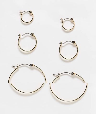 Pieces Pieces multi-size hoop earring 3-pack in gold-Silver