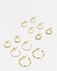 Pieces Pieces multi design hoop earring 6-pack in gold - 1