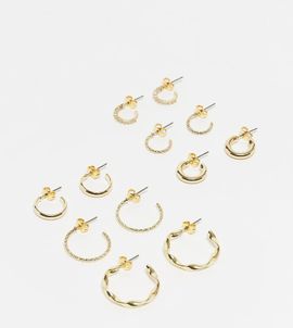Pieces Pieces multi design hoop earring 6-pack in gold