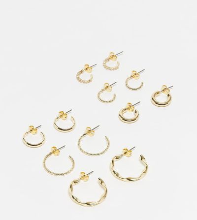 Pieces Pieces multi design hoop earring 6-pack in gold
