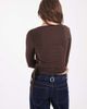 Pieces Pieces multi layer wrap detail jersey top in brown and pastel blue - 2