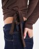 Pieces Pieces multi layer wrap detail jersey top in brown and pastel blue - 4