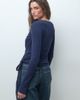 Pieces Pieces multi layer wrap detail jersey top in navy and light gray-Brown - 2