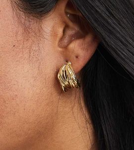 Pieces Pieces multistrand hoop earrings in gold