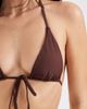 Pieces PIECES narrow triangle tie front bikini top in deep mahogany brown - part of a set - 2