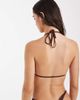 Pieces PIECES narrow triangle tie front bikini top in deep mahogany brown - part of a set - 4