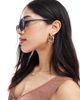 Pieces Pieces oval framed sunglasses with black tint lens in black - 2