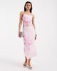 Pieces PIECES overblown placement floral print mesh midi skirt in pastel pink - part of a set - 1