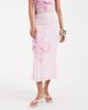 Pieces PIECES overblown placement floral print mesh midi skirt in pastel pink - part of a set - 2
