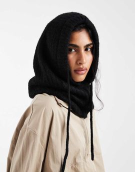 Pieces Pieces oversized balaclava snood in black