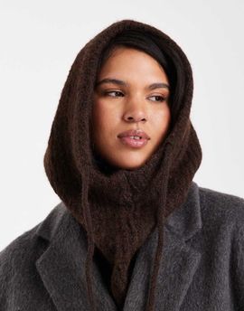 Pieces PIECES oversized balaclava snood in chocolate brown
