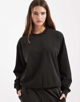 Pieces Pieces oversized sweatshirt in washed black - part of a set