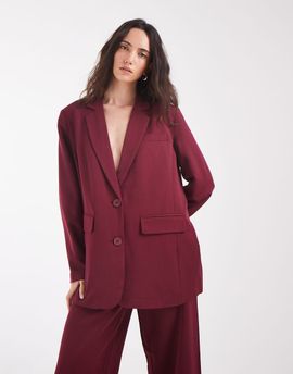 Pieces PIECES oversized tailored blazer in burgundy - part of a set