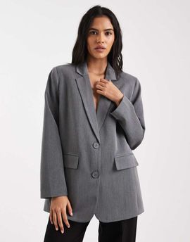 Pieces Pieces oversized tailored blazer in dark heather gray