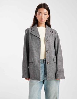 Pieces Pieces oversized textured blazer in heathered black