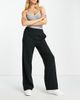 Pieces Pieces pleated detail wide leg tailored pants in black - 1