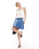 Pieces Pieces pleated mini skirt in light blue denim wash - 1