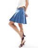 Pieces Pieces pleated mini skirt in light blue denim wash - 2