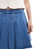 Pieces Pieces pleated mini skirt in light blue denim wash - 3