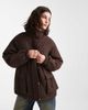 Pieces Pieces plisse effect funnel neck jacket in chocolate brown - 1