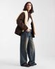 Pieces Pieces plisse effect funnel neck jacket in chocolate brown - 4