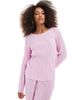 Pieces Pieces plisse long sleeve top in light pink - part of a set - 1