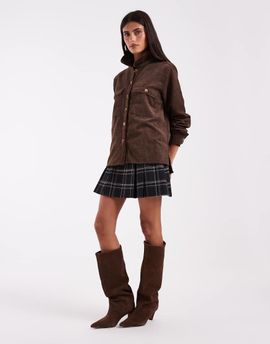 Pieces PIECES pocket detail oversized cord shirt in chocolate brown