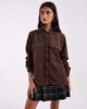 Pieces PIECES pocket detail oversized cord shirt in chocolate brown - 4