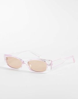 Pieces Pieces rectangular frame sunglasses in clear pink