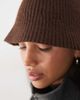 Pieces Pieces rib knitted bucket hat in chocolate brown - 3