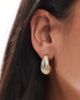 Pieces Pieces ribbed effect teardrop hoop earrings in gold - 3