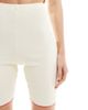 Pieces Pieces ribbed legging shorts with red trim in cream - part of a set-White - 3