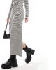 Pieces Pieces ribbed maxi skirt set in cream and black stripe - 4