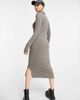 Pieces Pieces ribbed polo midi dress in gray-Green - 2