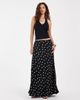 Pieces Pieces satin maxi skirt in black and white polka dot - 2
