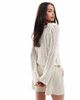 Pieces Pieces self stripe crochet knit cropped top in cloud white - 3