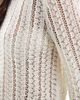 Pieces Pieces self stripe crochet knit cropped top in cloud white - 4
