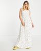 Pieces Pieces shirred sleeveless maxi dress in white ditsy floral - 1