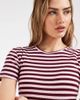 Pieces PIECES short sleeve ribbed T-shirt in pink and burgundy stripe-Red - 3