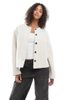 Pieces Pieces short teddy jacket in cream-White - 1