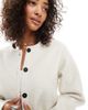 Pieces Pieces short teddy jacket in cream-White - 2